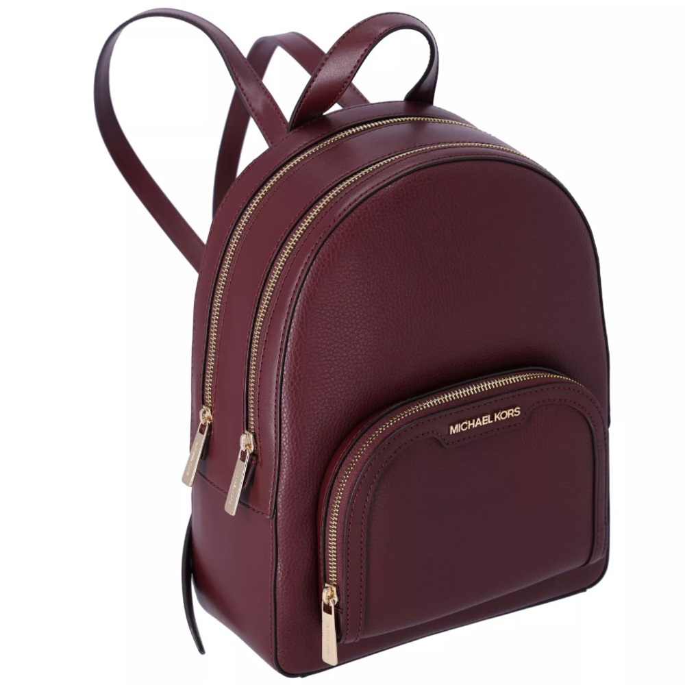 Michael Kors Jaycee Medium Leather Zip Pocket Backpack Oxblood/ Original Tag - Picture 2 of 6